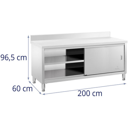 Royal Catering Stainless steel cabinet with wall-to-wall door sliding 200x60cm – image 7