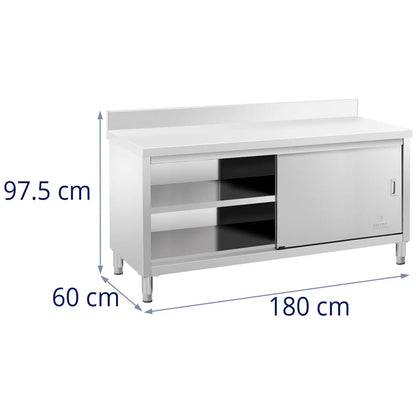 Royal Catering Table, wall-mounted worktop with cabinet and sliding door edge, 150 x 70 cm – image 20