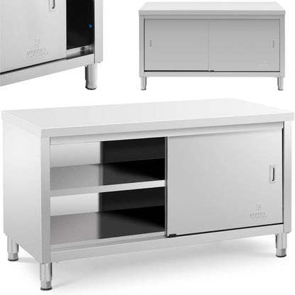 Royal Catering Central worktop table with sliding door cabinet 180 x 70 x 85 cm – image 13