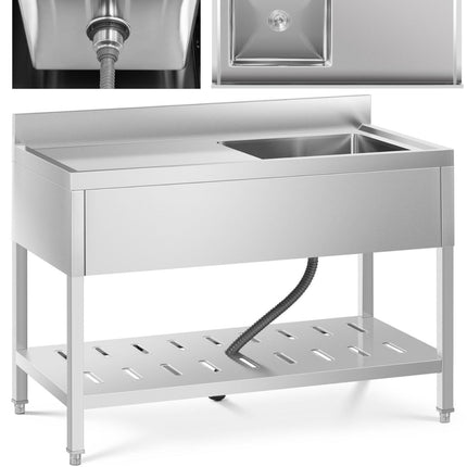 Royal Catering Sink one-chamber dining pool with shelf and a right-row front 120 x 60 x 94.5 cm