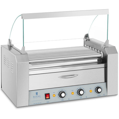 Royal Catering Heater roller grill for hot dog sausages with drawer and cover - 7 rolls – image 2