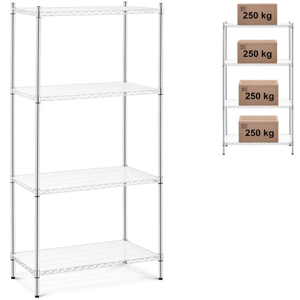Workshop shelving chrome wire 4 shelves + 4 mats up to 1 t 1000 kg 90x45x180 cm