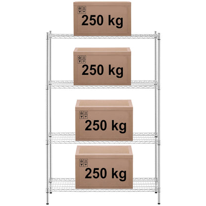 Royal Catering chrome workshop rack 4 glazed shelves up to 1 t 1000 kg 120x45x180 cm – image 6