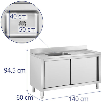 Royal Catering One-chamber dining pool with sliding door cabinet left 140 x 60 x 94.5 cm – image 8