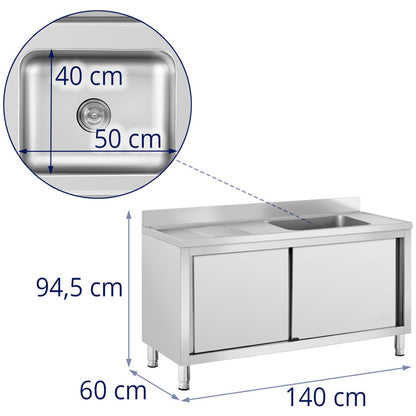 Royal Catering Sink dining pool with sliding door cabinet right 140 x 60 x 94.5 cm – image 8