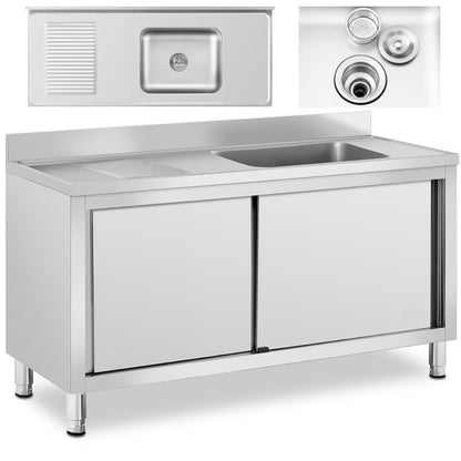 Royal Catering Sink dining pool with sliding door cabinet right 140 x 60 x 94.5 cm