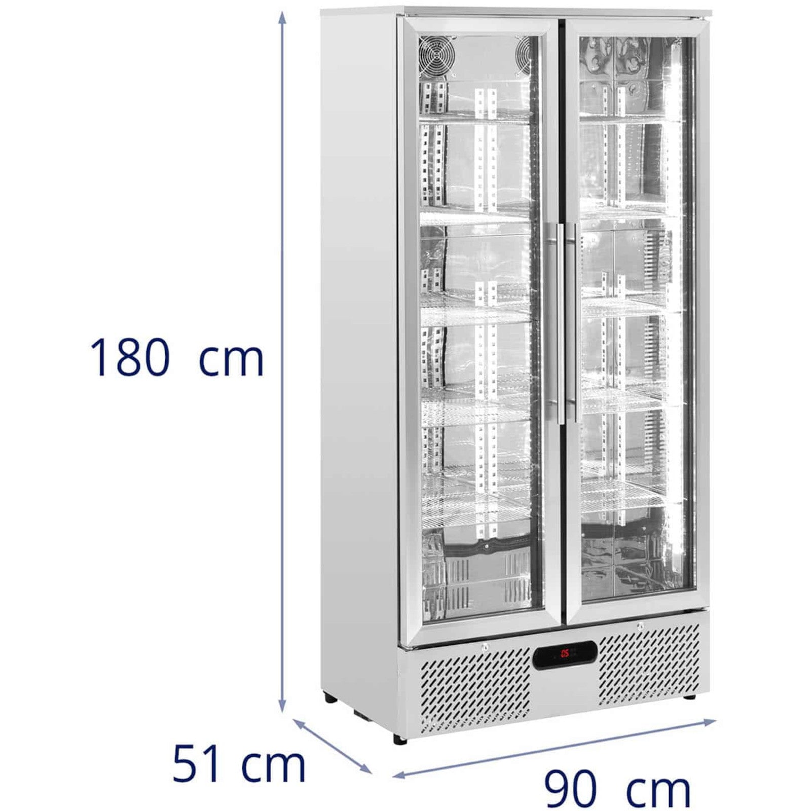 Royal Catering Bar fridge for drinks, 2-door, glass, 458 l, 295 W - silver – image 7