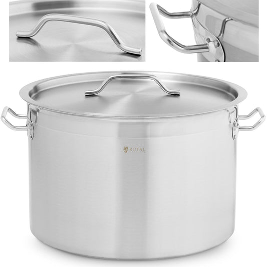 Royal Catering Large steel pot with a thick bottom lid for a halogen gas induction cooker, 23 l