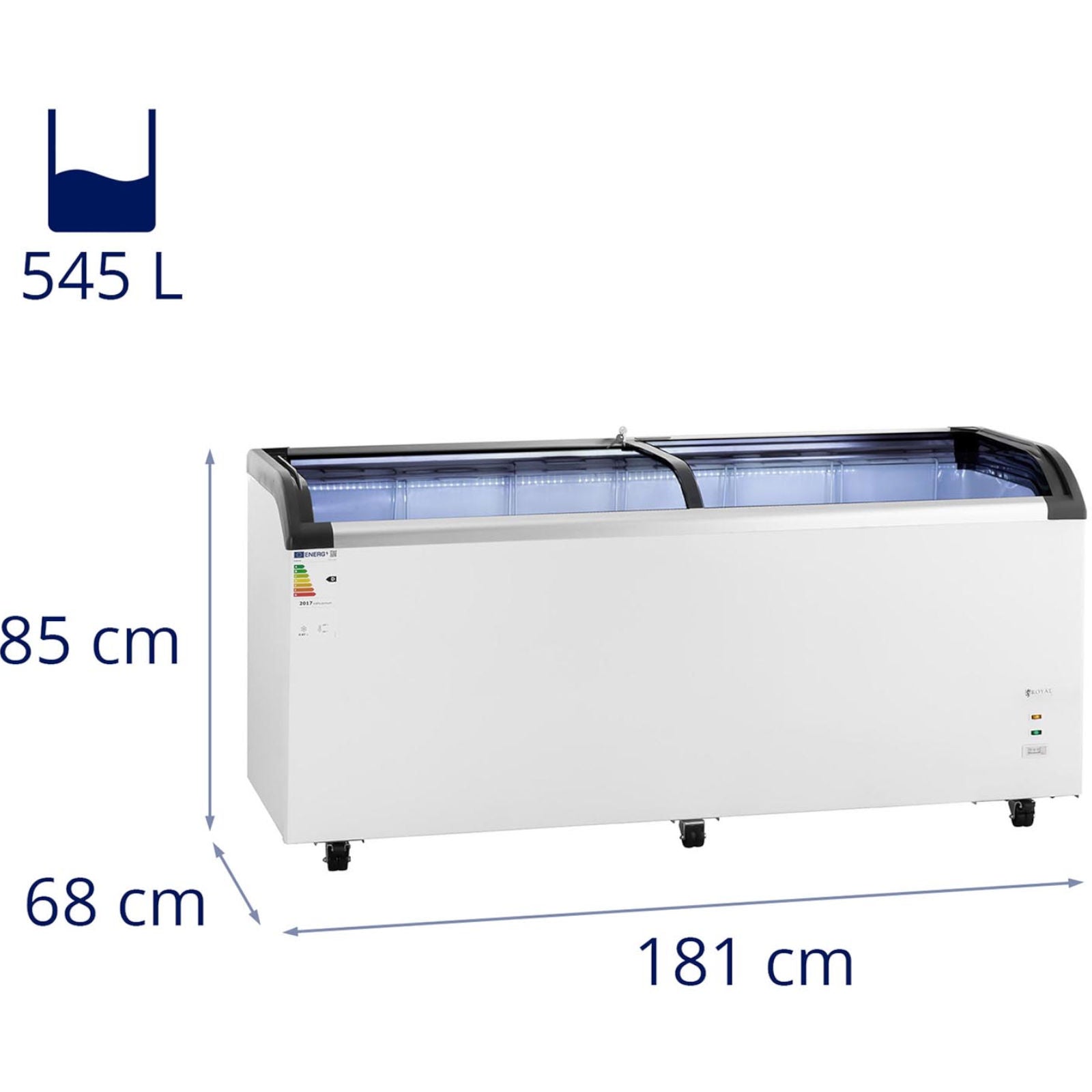 Royal Catering Glass chest freezer for frozen ice cream, 545 l, 252 W – image 9
