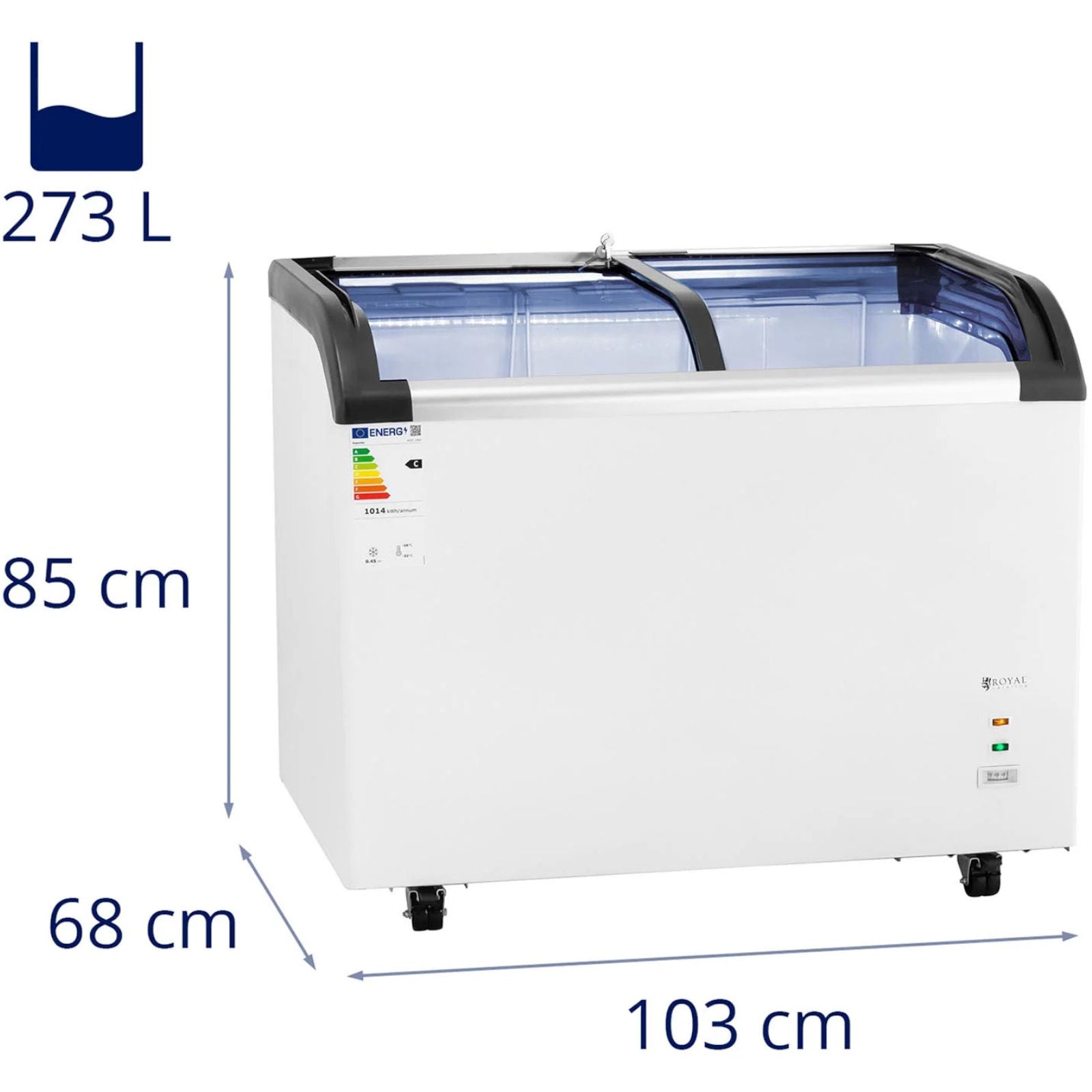 Royal Catering Glass chest freezer for frozen ice cream, 545 l, 252 W – image 29