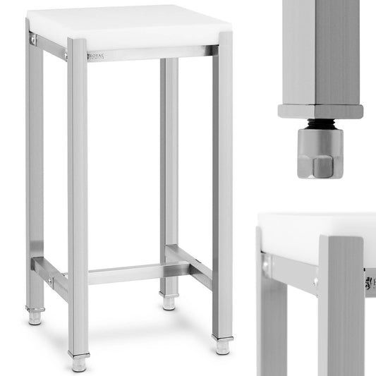 Royal Catering Butchering block made of polyethylene on a steel base, 40 x 40 x 80 cm
