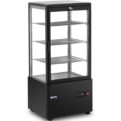 Royal Catering Refrigerated display cabinet, glass, 4 levels, 78 l - black