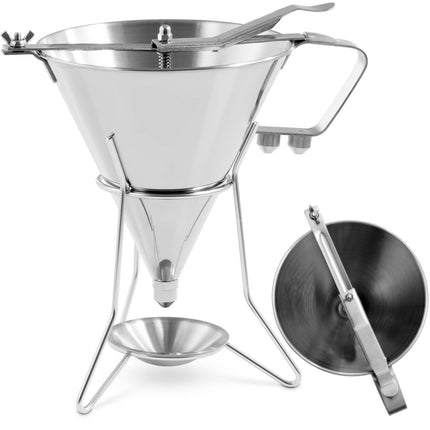 Dispenser gun funnel for stainless steel topping sauces + stand 3 nozzles 1.8 l