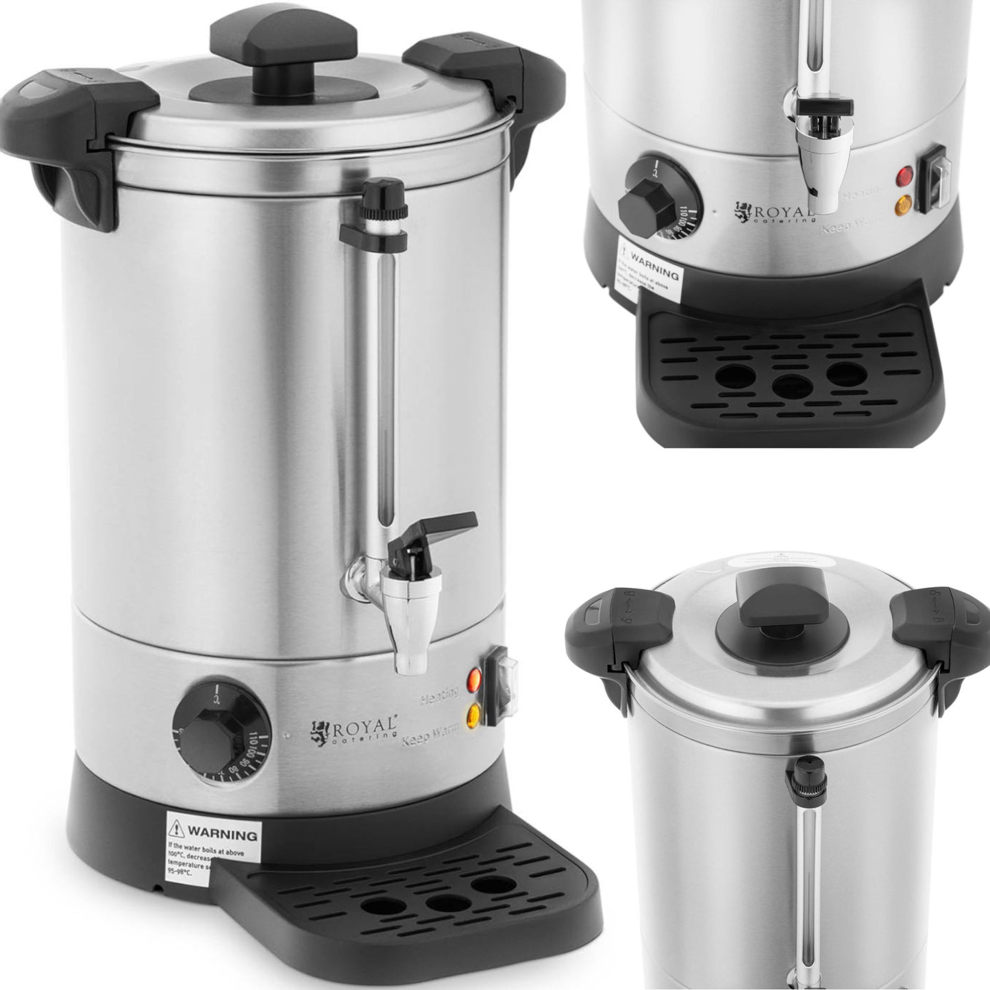 Royal Catering Water heater with double walls and drainer 6.1 L 1500 W silver