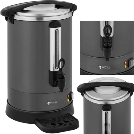 Royal Catering Tea maker with tap and drain tray 14 l 1400 W gray