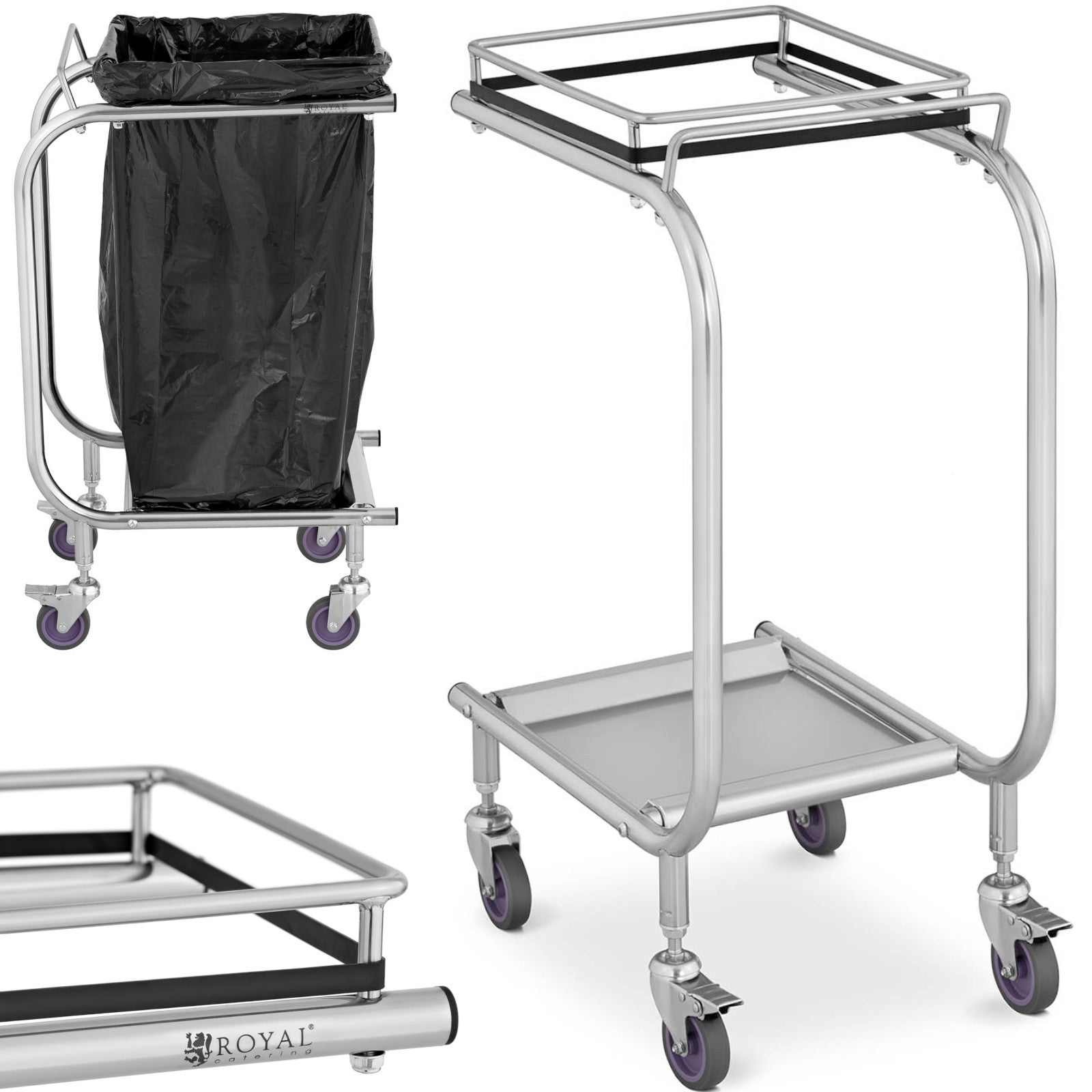 Royal Catering Stainless steel garbage bag stand trolley
