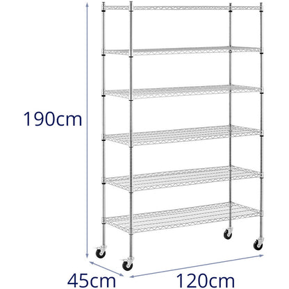 Royal Catering rack for wire-bore wire castors 6 shelves up to 90 kg 120x45x189 cm – image 8