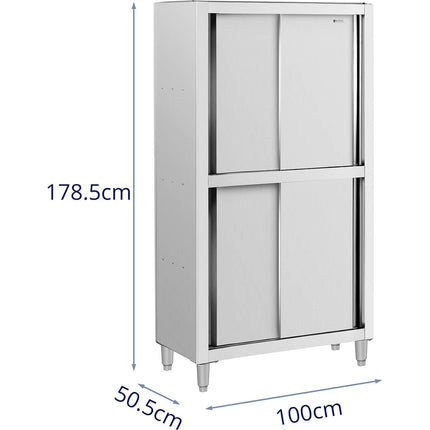 Royal Catering Stainless steel catering storage cabinet with sliding doors 120 kg 100 x 50 x 180 cm – image 6
