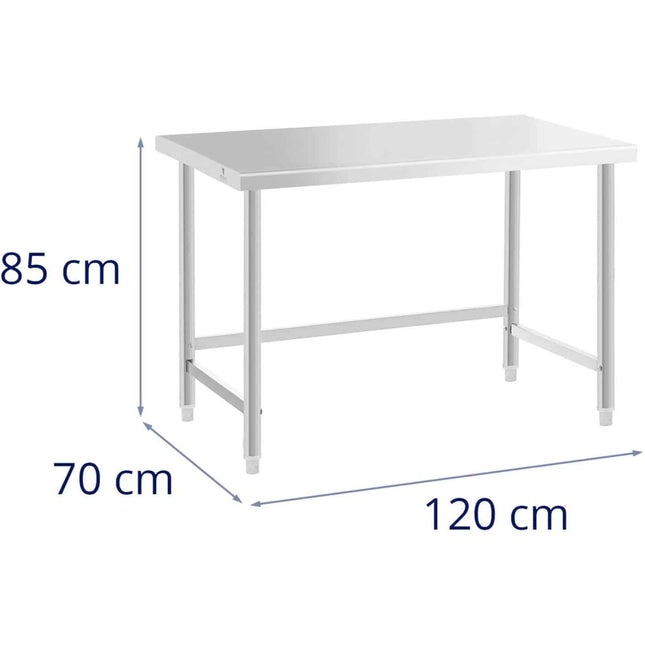 Work table central steel table top 120 x 70 cm to 93 kg
