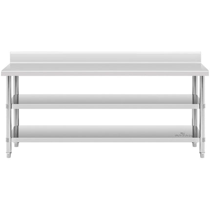 Royal Catering Worktop table steel stainless wall with a rally 2 shelves 200x90cm – image 5