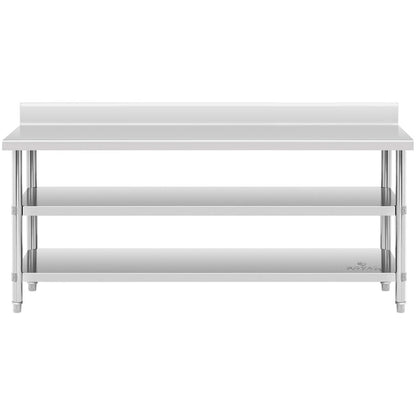 Royal Catering Worktop table steel stainless wall with a rally 2 shelves 200x90cm – image 5