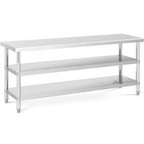 Tables – Table, stainless steel worktop with 2 shelves, 150x70cm - Carlat
