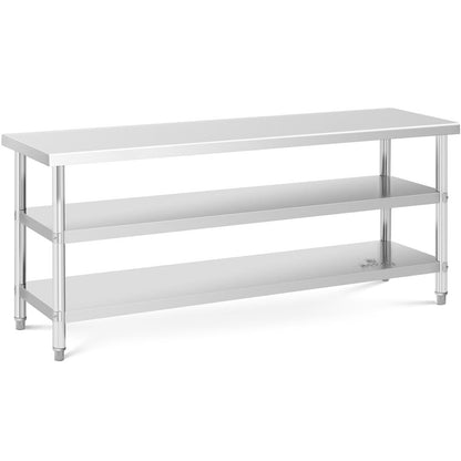 Royal Catering Worktop table stainless steel with 2 shelves 150x70cm – image 8