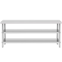 Tables – Table, stainless steel worktop with 2 shelves, 150x70cm - Carlat
