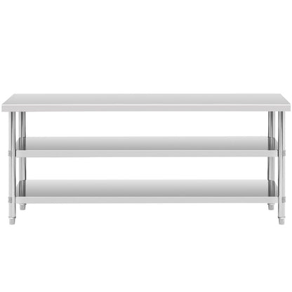 Royal Catering Worktop table stainless steel with 2 shelves 150x70cm – image 11