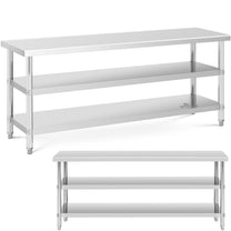Tables – Table, stainless steel worktop with 2 shelves, 150x70cm - Carlat