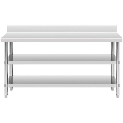 Royal Catering Worktop table steel stainless wall with a Rand 2 shelves 200x70cm – image 17