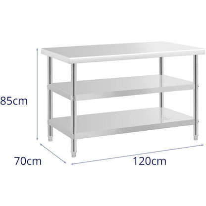 Royal Catering Table, central steel worktop, 2 shelves, 120 x 70 cm, up to 200 kg – image 6