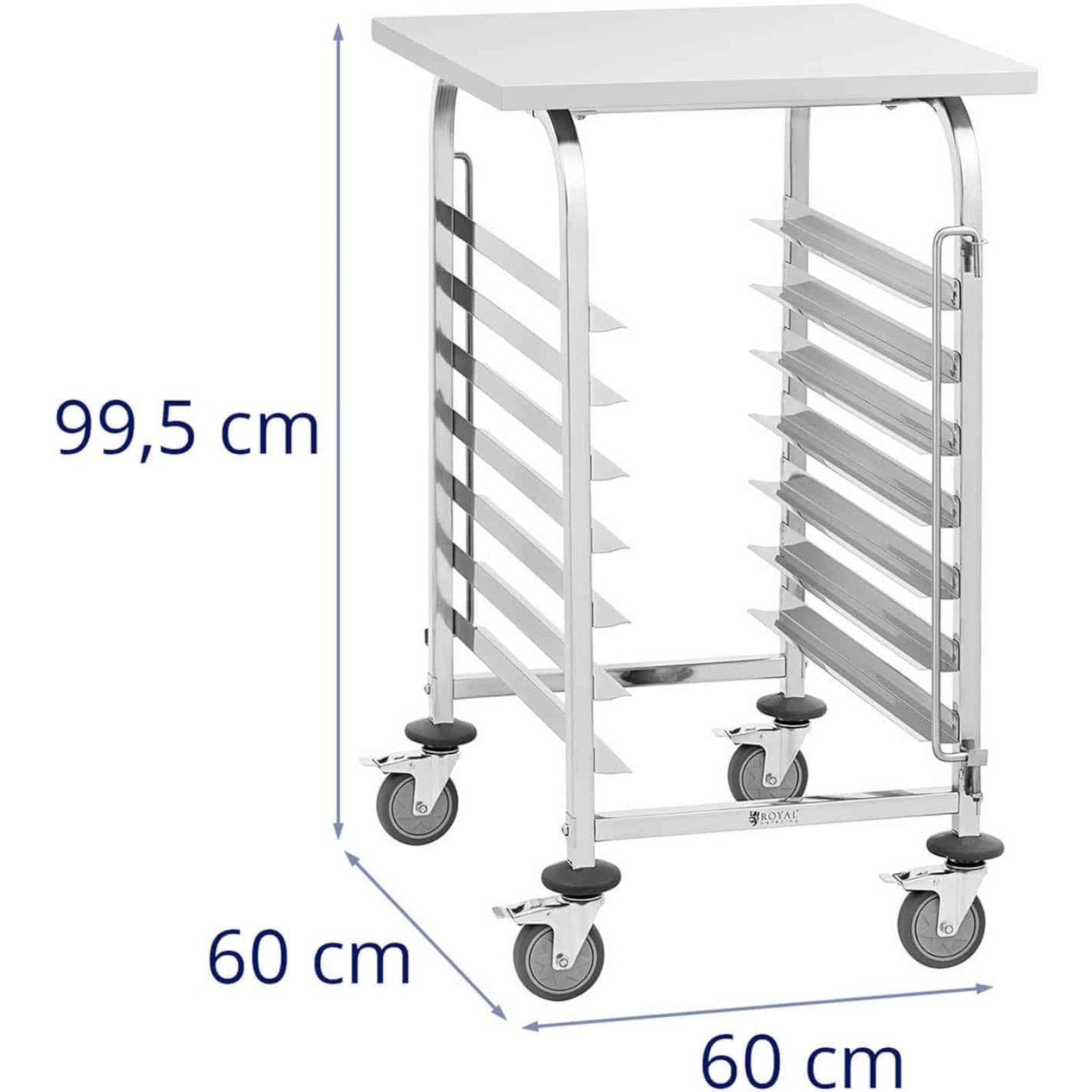 Royal Catering Catering waiter trolley with shelf for transporting 7 trays 60 x 60 cm with shelf – image 8