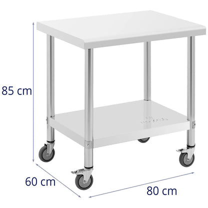 Royal Catering Table worktop on wheels, 2 levels, 60 x 80 cm, STEEL, up to 135 kg – image 5