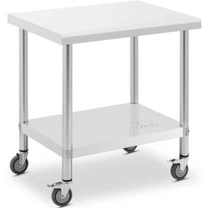 Royal Catering Table worktop on wheels, 2 levels, 60 x 80 cm, STEEL, up to 135 kg
