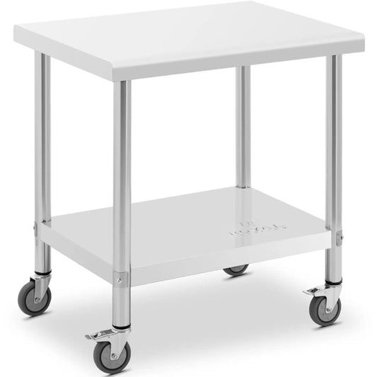 Royal Catering Table worktop on wheels, 2 levels, 60 x 80 cm, STEEL, up to 135 kg