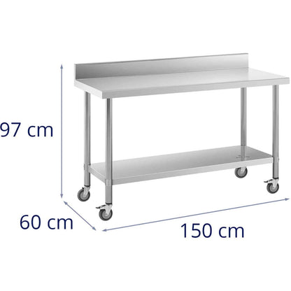 Royal Catering Metal table catering with wheels with shelf and a Randle STAL 60 x 150 cm – image 6