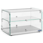 Royal Catering Confectionery buffet display case for cakes, desserts, muffins, glass, 2 shelves, 50 l