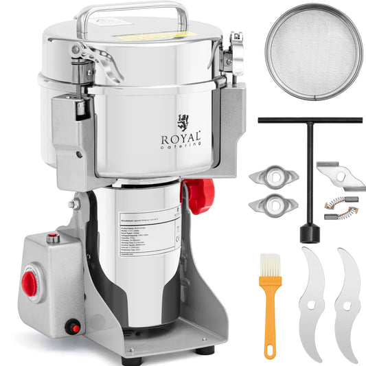 Royal Catering Professional electric grinder for spices, herbs, coffee, nuts, 2000 g, 3400 W