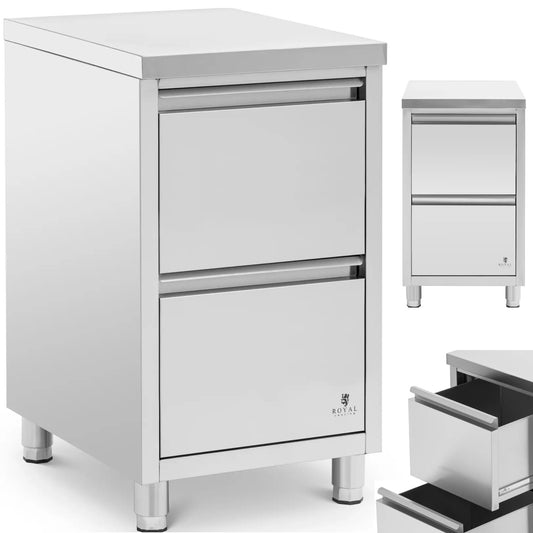 Royal Catering Free-standing catering cabinet with 2 drawers, STEEL, 50 x 60 x 87 cm