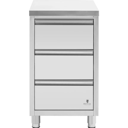 Royal Catering Free-standing catering cabinet with 3 drawers, STEEL, 50 x 60 x 87 cm – image 5