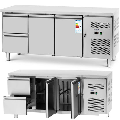 Royal Catering Refrigeration table with worktop 2 chambers 2 drawers -2-10 C 417 l 275 W