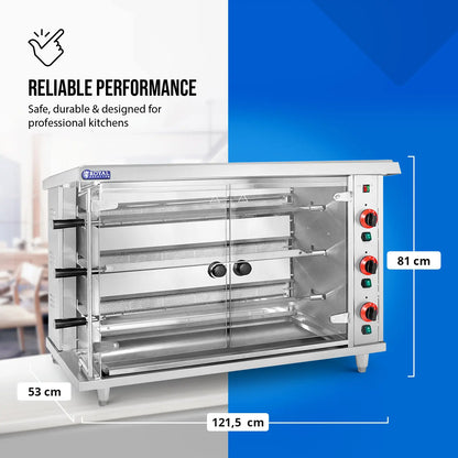 Royal Catering Gas spit roaster for 15 chickens, 3 skewers propane-butane 15 kW – image 8