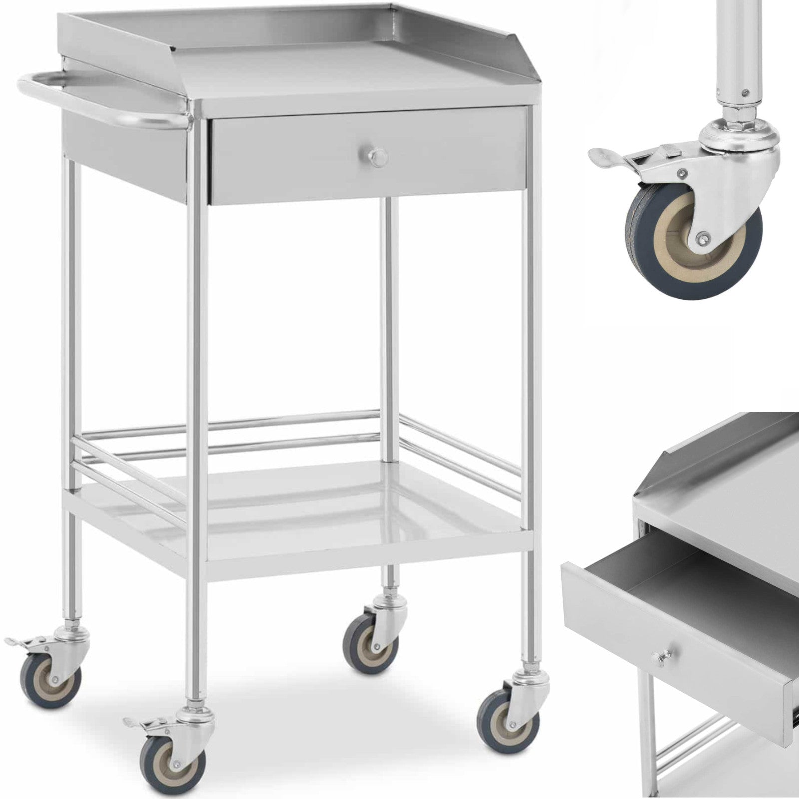 Steinberg Systems STEEL hotel service trolley, 2 shelves, drawer, 62 x 82 x 46 cm