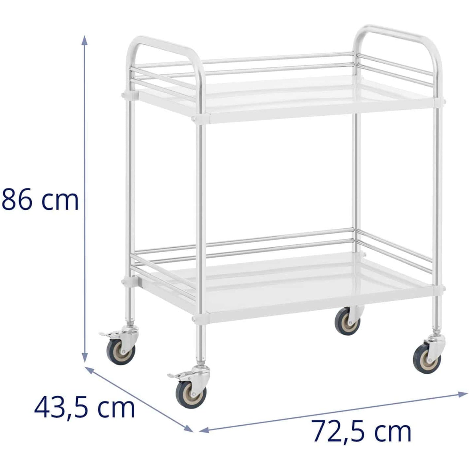 Steinberg Systems Laboratory cosmetic treatment trolley made of steel, 2 shelves, 73 x 44 x 86 cm, 20 kg – image 6