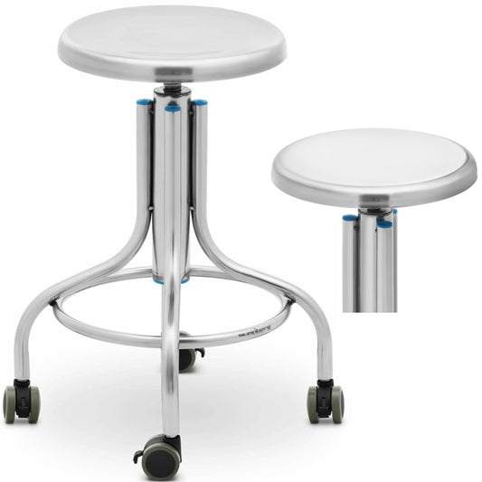 Steinberg Systems Stool, workshop laboratory stool, stainless steel, 45-60 cm, up to 100 kg
