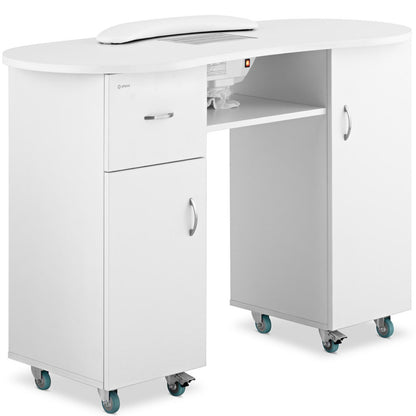 Physa Desk cosmetic manicure table with dust absorber and cabinets on wheels 120x50x80 cm white