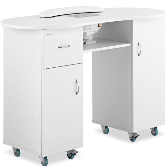 Physa Desk cosmetic manicure table with dust absorber and cabinets on wheels 120x50x80 cm white