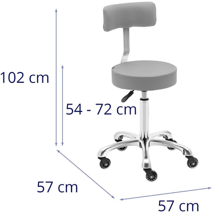 Physa Stool chair, cosmetic stool with backrest on wheels, up to 150 kg WELLS, dark gray – image 6