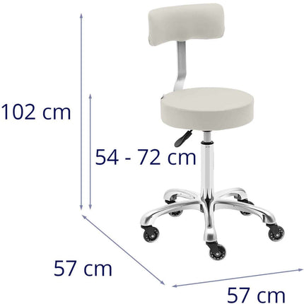Physa Cosmetic stool chair with backrest on wheels up to 150 kg WELLS beige – image 6